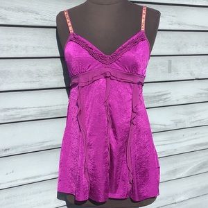Free People Bright Orchid Ruffle Camisole XS